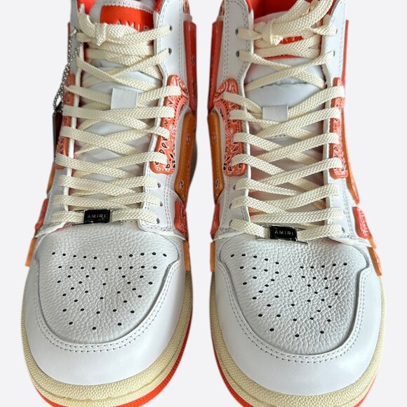 Amiri White & Orange Bandana Skeleton High Tops - Picture 2 of 7